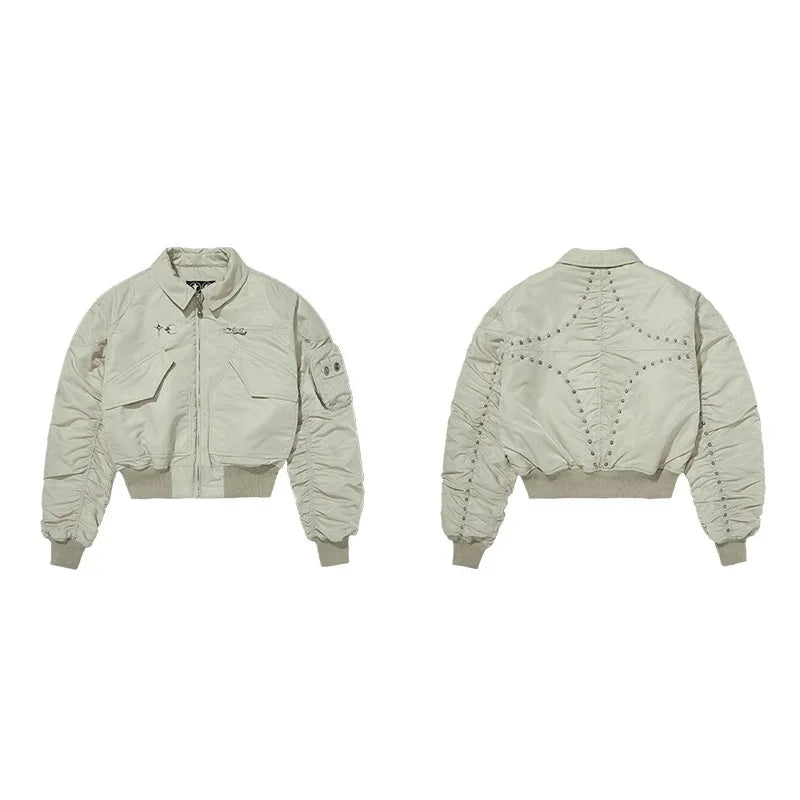 Spinal Garden Bomber – Bone-Ruched Statement Jacket