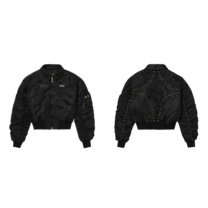 Spinal Garden Bomber – Bone-Ruched Statement Jacket