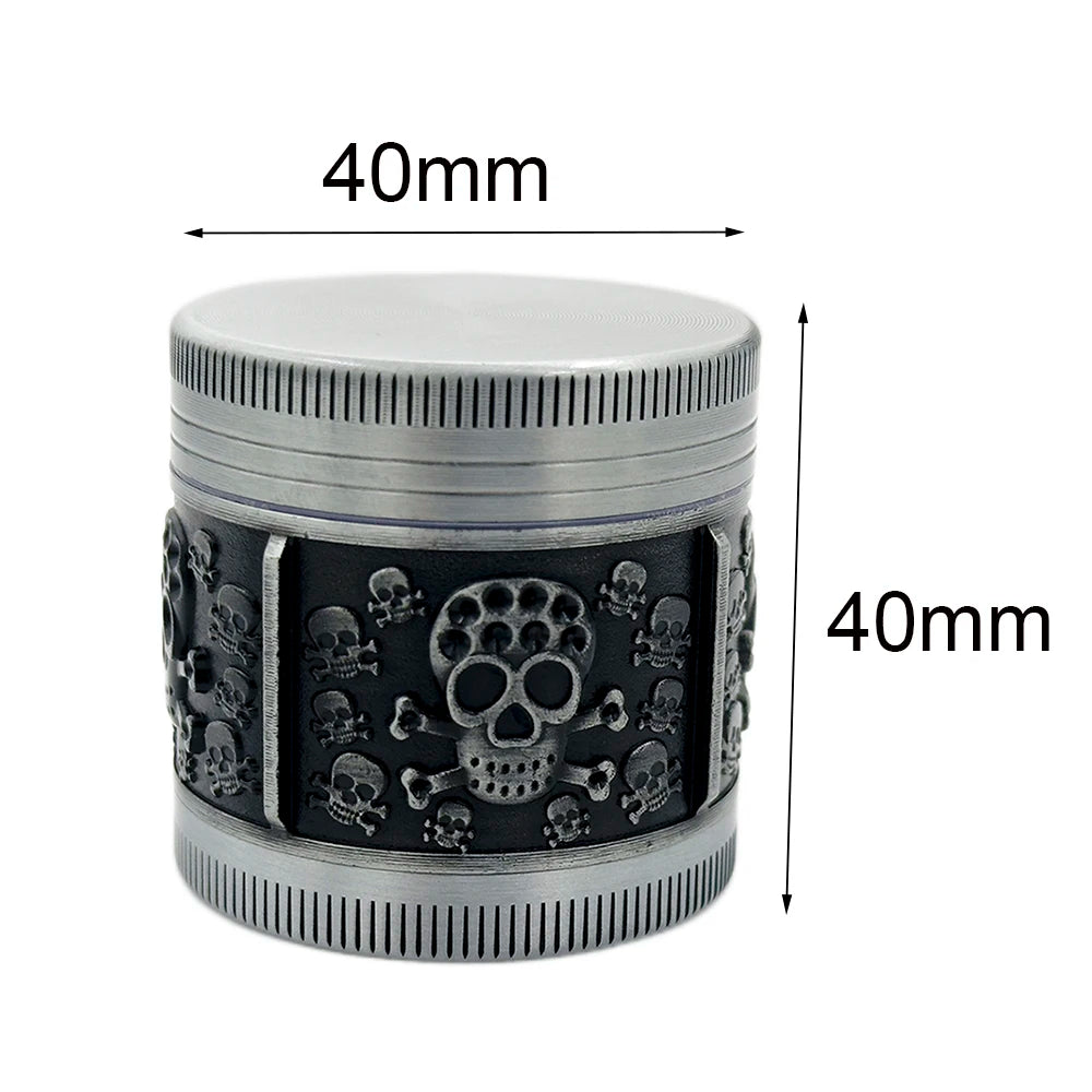 Silver Engraved Dark Skulls Herb Grinder
