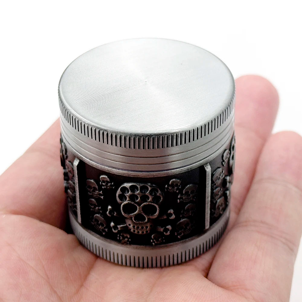 Silver Engraved Dark Skulls Herb Grinder