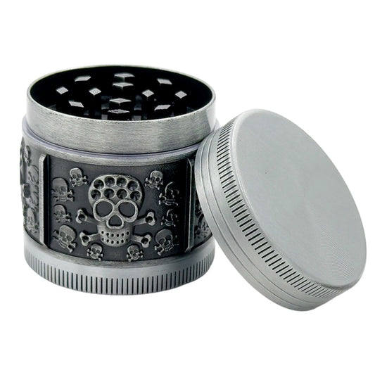 Silver Engraved Dark Skulls Herb Grinder